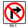 R3-1, No Right Turn Symbol Sign